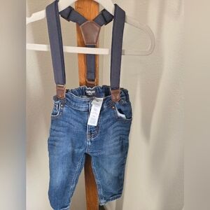 OshKosh B'gosh Blue Straight Jeans with Suspenders